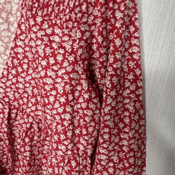 ASOS Red Floral Empire Waist Cotton‎ Gathered Dress - Picture 2 of 5